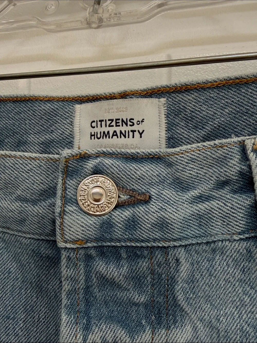 Citizens of Humanity Ayla Short Long Jean Denim Shorts Frayed Hem